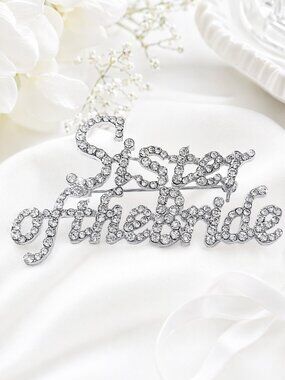 Bridal Party Brooch Pins (Sister of the Bride (Silver))